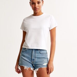 Abercrombie & Fitch (3) Soft AF Essentials Crop T-Shirts White, Gray, & Brown